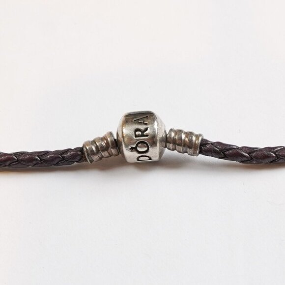 Pandora Deep Purple Leather Double Wrap Bracelet Sterling Silver Clasp - Picture 3 of 4